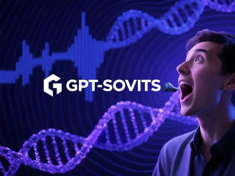 GPT-SOVITS声音克隆技术演示：男性用户通过麦克风录制语音，背景声波与DNA链展现基因级音色复刻技术。平台支持语音包定制与AI声音克隆，体验gptsovits模型的精准声纹模拟。